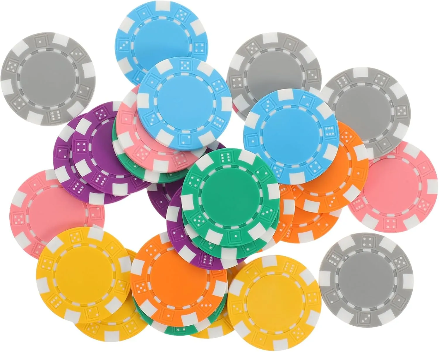28pcs Poker Chips Set Holdem Clay Chips Plastic Round Bingo Chips Colorful Counting Discs for Holdem Gambling Supplies