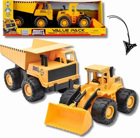 2 Pack Construction Vehicles - 7" Dump Truck & Front Loader - Value Pack, Load & Haul Toy Set, Durable Indoor-Outdoor Play, Kids Age 3 