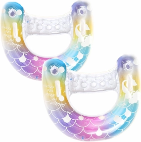2 pcs Mermaid Pool Floats-30 inch Inflatable Swimming Ring for Adults, Cute Pool Float Tube Decorations Swim Tubes Outdoor Pool Beach Water Floats Party Supplies Floaties