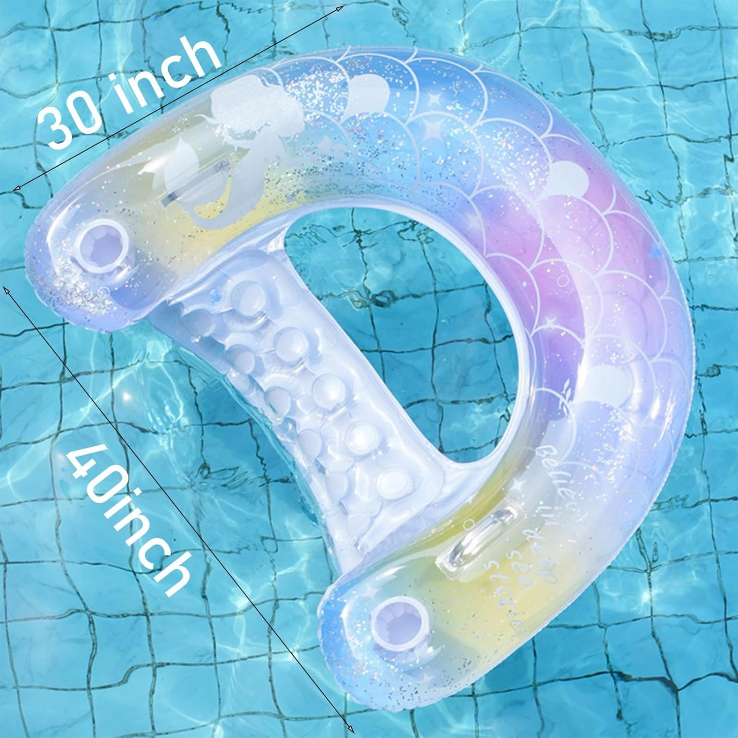 2 pcs Mermaid Pool Floats-30 inch Inflatable Swimming Ring for Adults, Cute Pool Float Tube Decorations Swim Tubes Outdoor Pool Beach Water Floats Party Supplies Floaties
