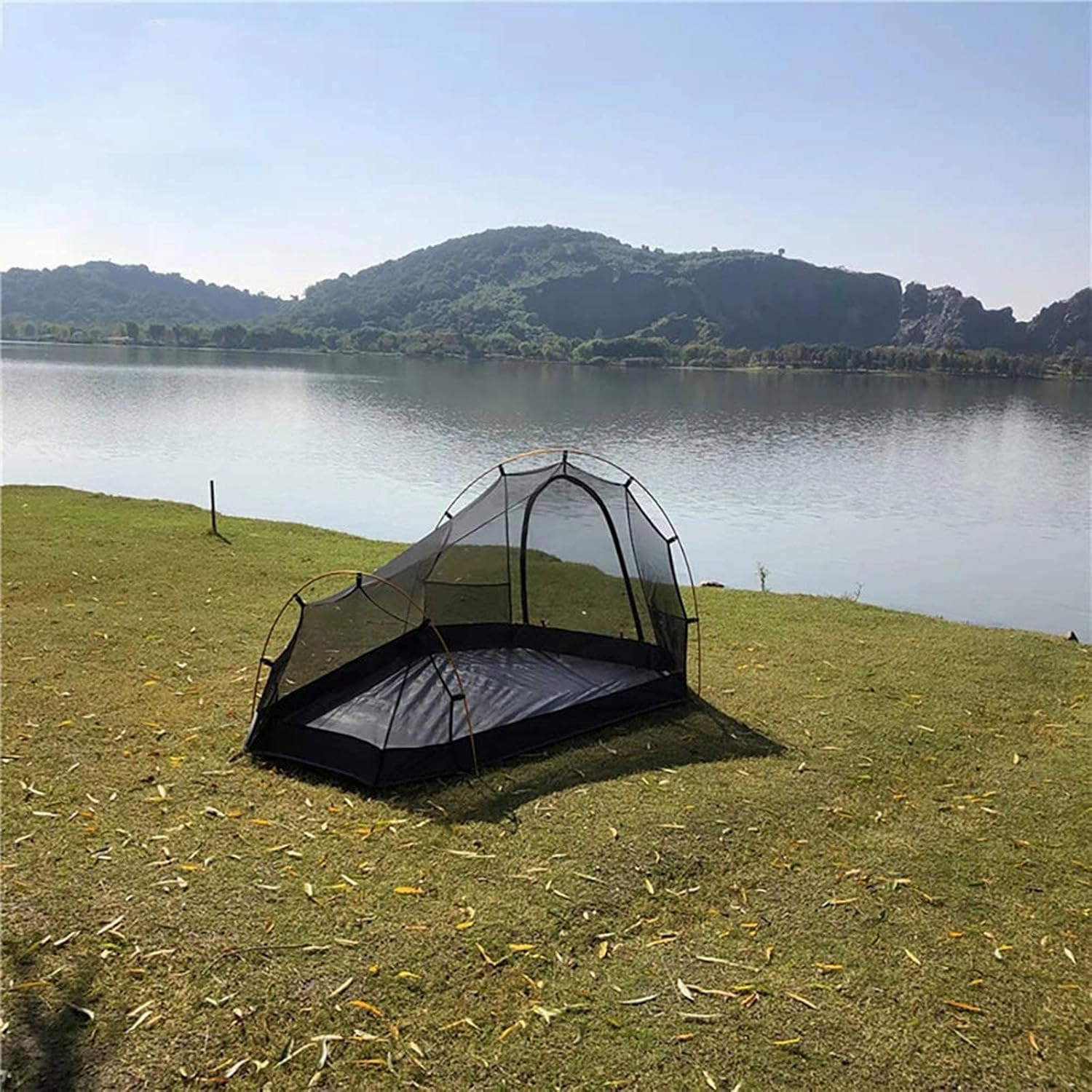 2 Person Backpack Camping Tent Ultralight Backpacking Dome Tent Green/Yellow (Color : Grey, Size : Large)