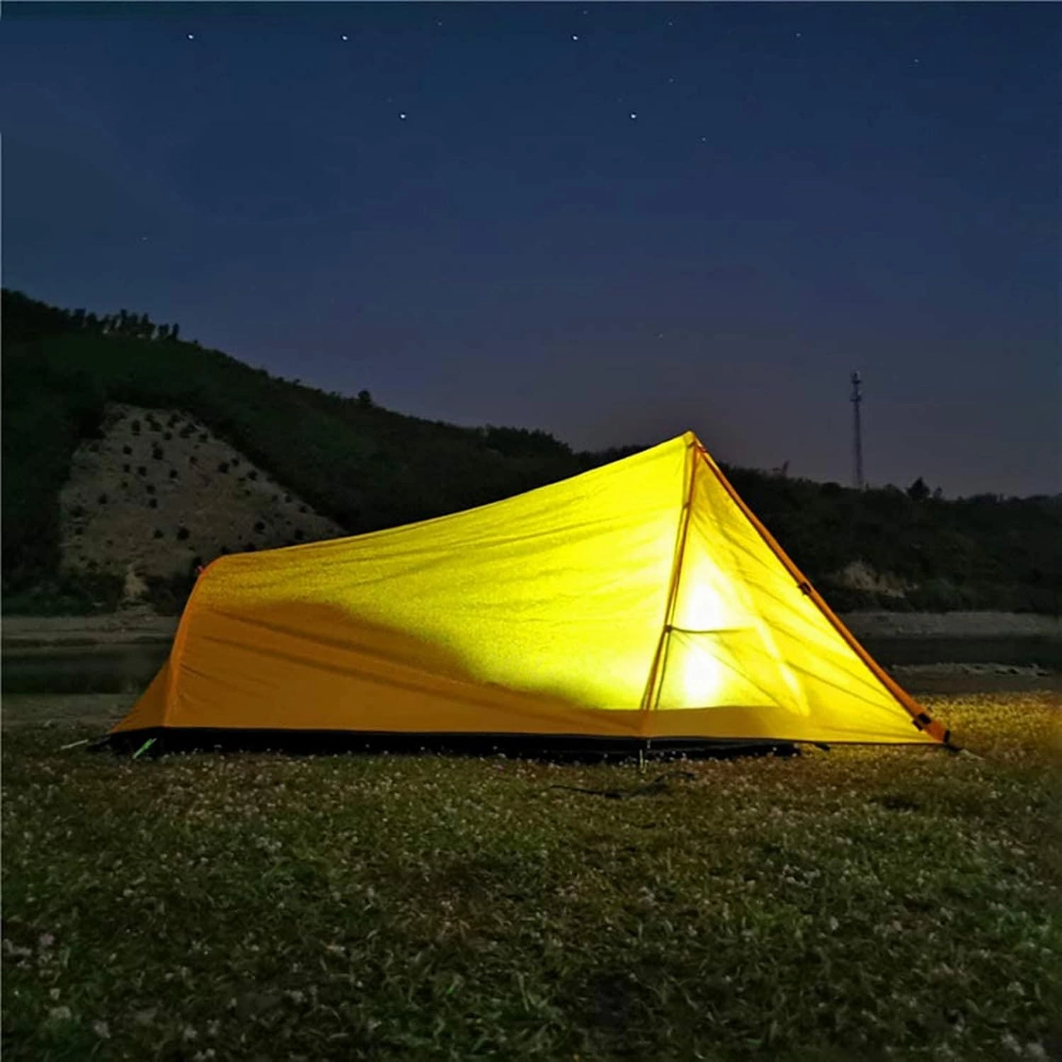 2 Person Backpack Camping Tent Ultralight Backpacking Dome Tent Green/Yellow (Color : Grey, Size : Large)