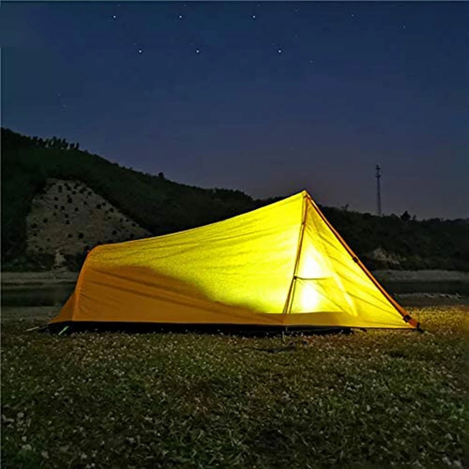 2 Person Backpack Camping Tent Ultralight Backpacking Dome Tent Green/Yellow (Color : Yellow, Size : Large)