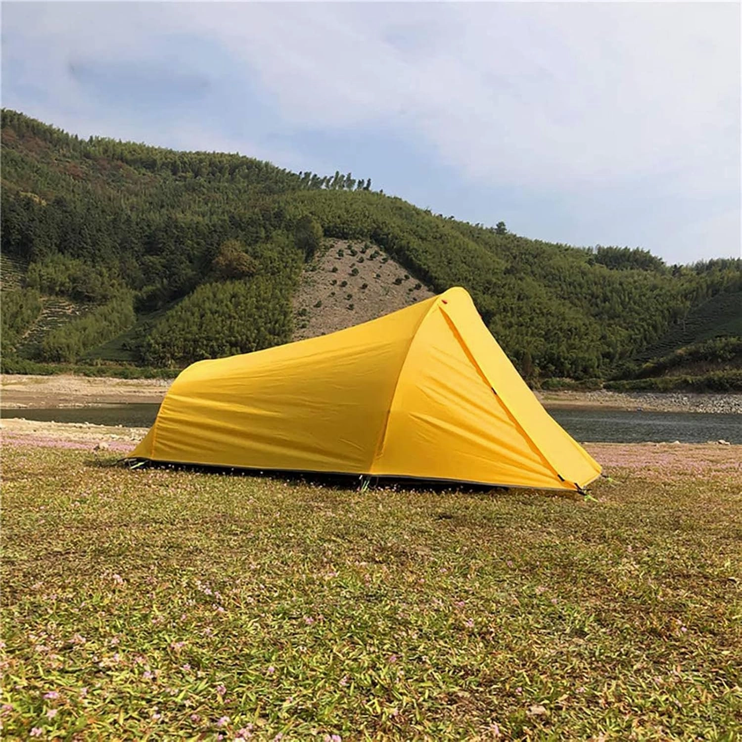 2 Person Backpack Camping Tent Ultralight Backpacking Dome Tent Green/Yellow (Color : Yellow, Size : Large)