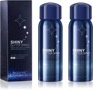 2pcs Glitter Spray, Body Glitter Spray for Hair Face Skin, Fabric Glitter Spray for Clothing Clothes, Sparkle Shimmer Shiny Spray Hairspray for Stage Makeup Festival Party 2.11fl.oz