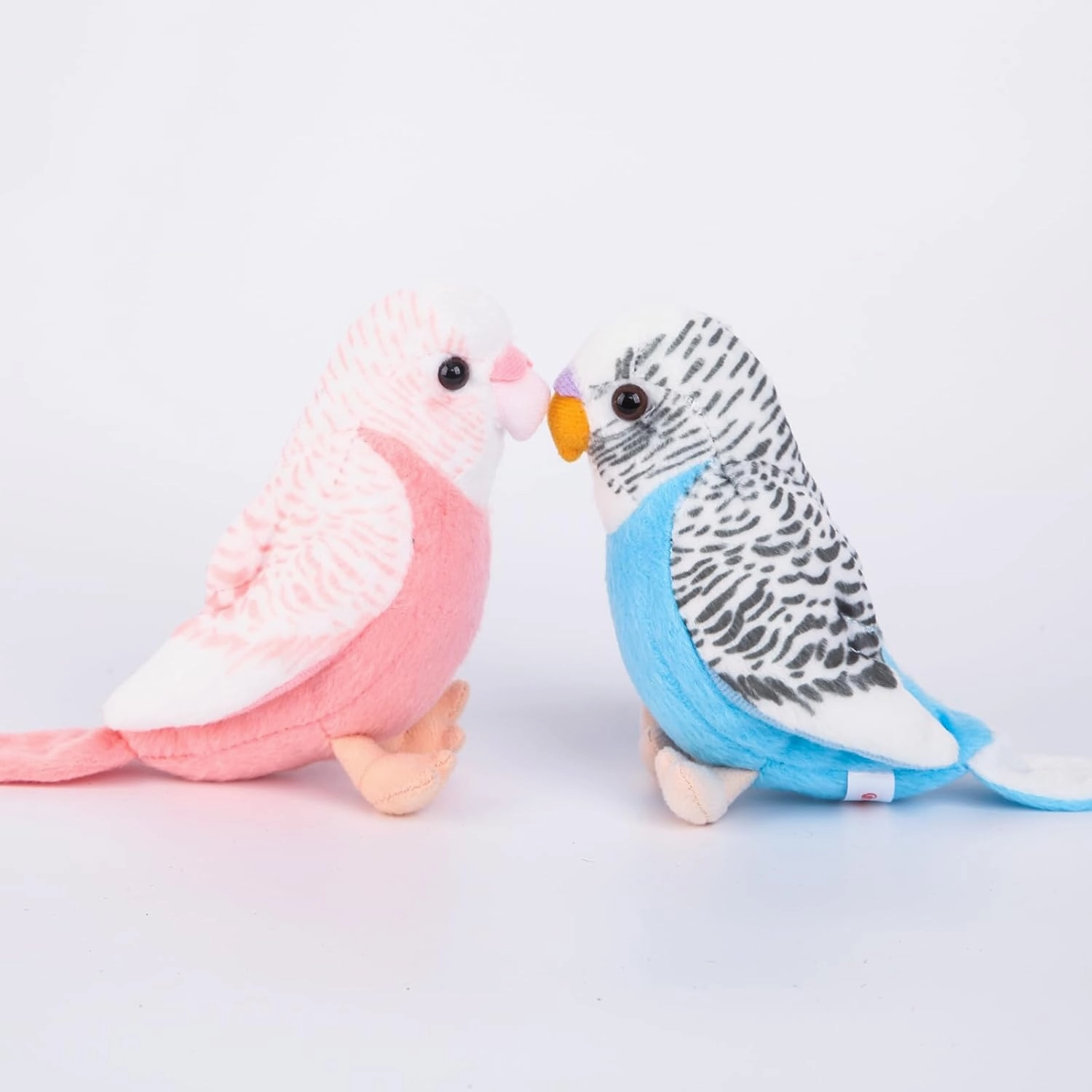 2Pcs Stuffed Parakeet Toy, 5.5 inches, Budgerigar Plush Toy, Parakeet Soft Toy, Stuffed Bird for Kids, Blue and Pink