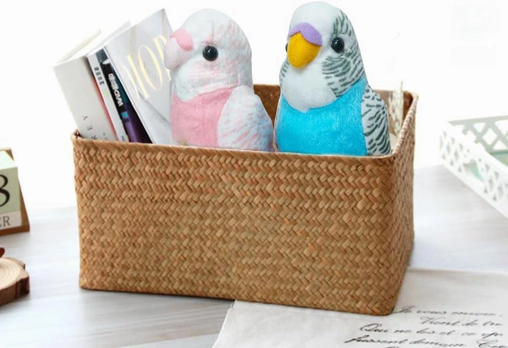 2Pcs Stuffed Parakeet Toy, 5.5 inches, Budgerigar Plush Toy, Parakeet Soft Toy, Stuffed Bird for Kids, Blue and Pink