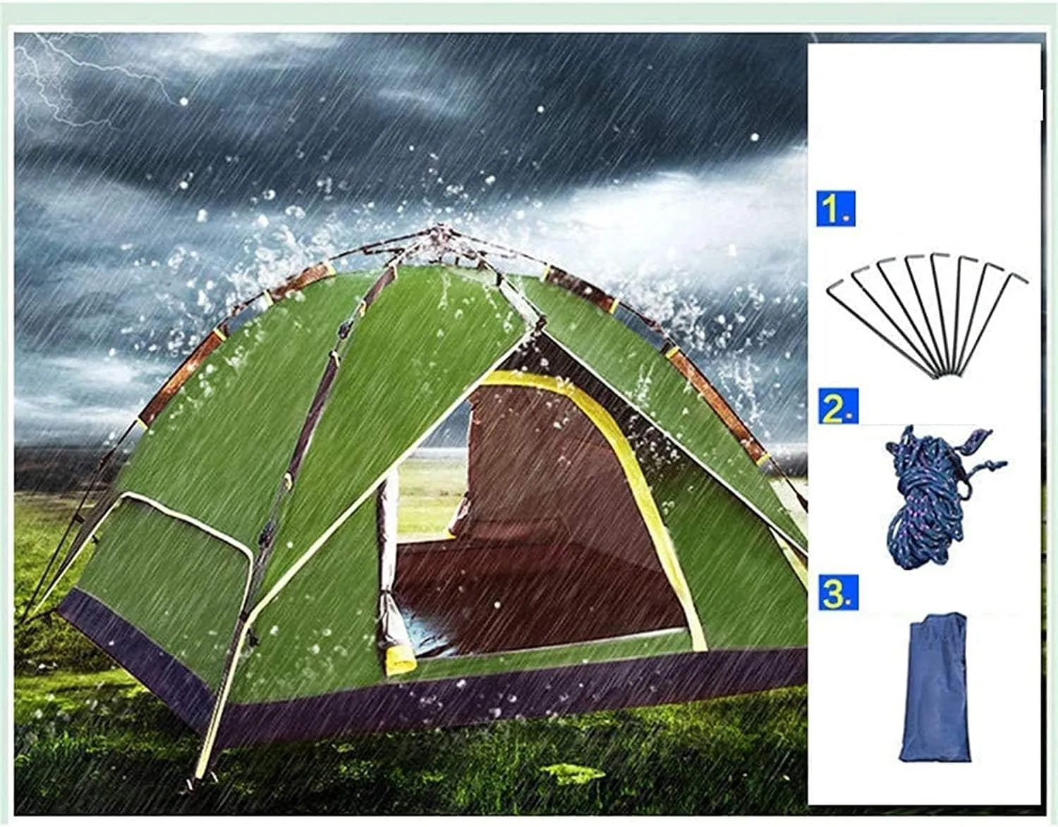 3-4 Person Camping Tent 60 Seconds Set Up Tent Pop Up Outdoor Sports Tent Camping Sun Shelters Instant Cabin Tent Advanced Venting Design (Blue)