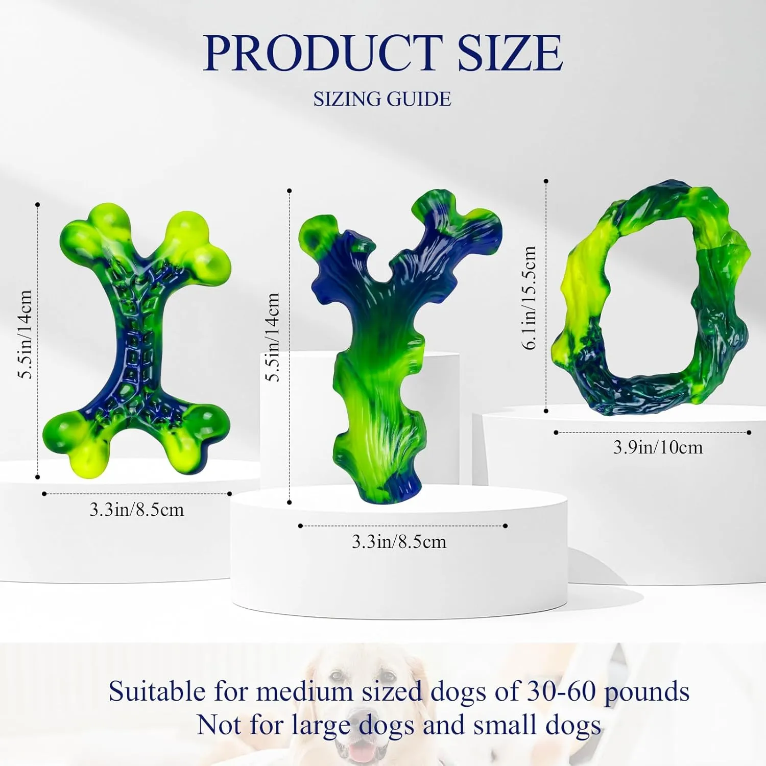 3-Pack Indestructible Nylon Dog Chew Toys for Aggressive Chewers - Long-Lasting Durable Bone-Shaped Toys, Large Breed Dogs, Tough Puppy Teeth Enrichment
