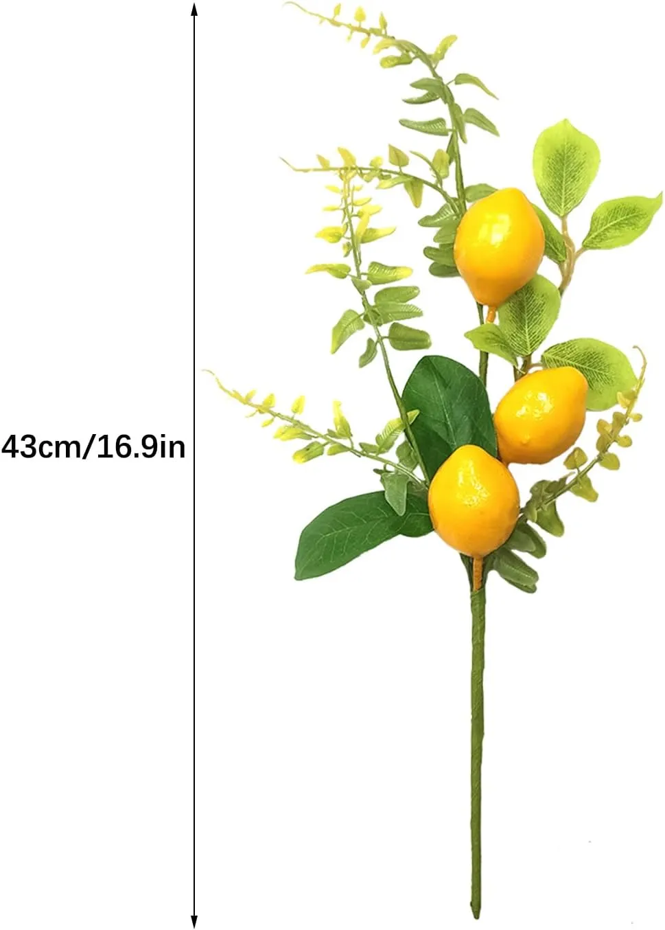 3 Pcs 17 Inch Artificial Lemon Branches Yellow Lemon Decor Faux Fake Fruit Lemon Stems Picks for Vase Kitchen Party Farmhouse Table Centerpiece Home Decoration