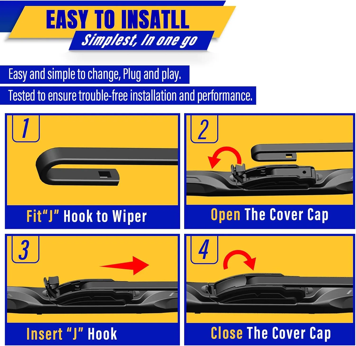 3 wipers Replacement for Mitsubishi Outlander Sport 2011-2022, Windshield Wiper Blades Original Equipment Replacement - 24"/21"/10" (Set of 3) U/J Hook