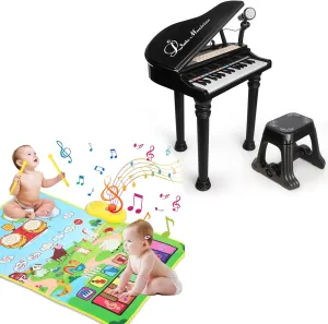 31 Keys Black Piano Toy and 3 in 1 Music Mat for Baby Love&Mini