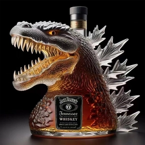 330ML Whiskey Decanter Bottle - Art Statue, Walking Dinosaur Monster Statue, Dinosaur Monster Whiskey Decanter, Glass Whiskey Bottle, Holiday Gift For Father And Boyfriend(A)