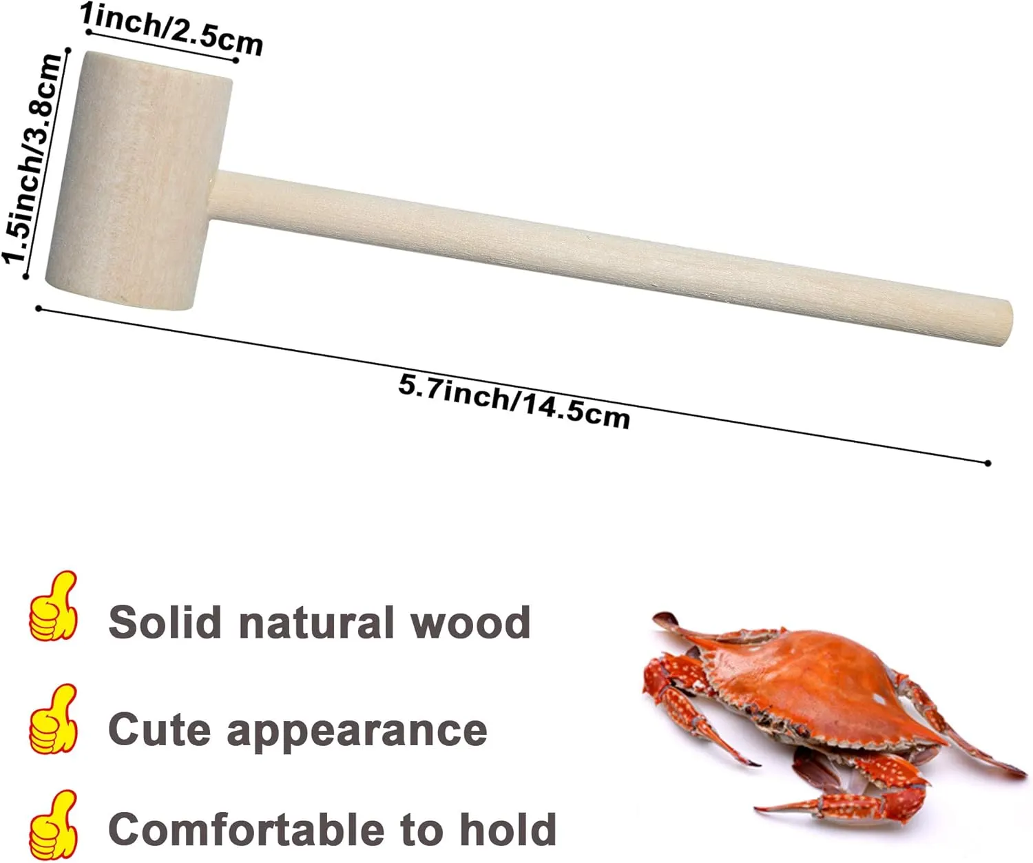 36 Pieces Mini Wooden Hammers Gavel Toy for Kids, Natural Wood Crab Lobster Seafood Mallets