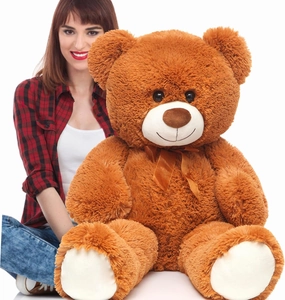 36 inch Big Teddy Bear Large Stuffed Bear for Baby Shower Cute Giant Stuffed Animals Soft Cuddly Bear Toy for Kids, Christmas Valentine's Day Party Decorations, Chocolate