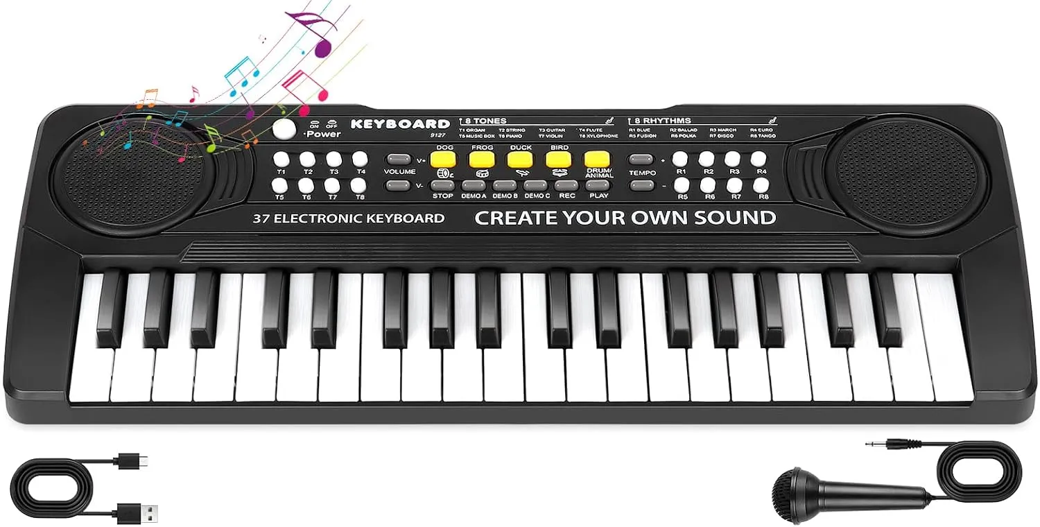 37 Key Upgrade Piano Keyboard for Kids Musical Toys for 3 4 5 6 Year Old Girls Keyboards Pianos for Beginners with Microphone for 3  Year Old Boys Girls Gifts