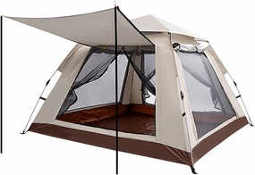 3-4 Person Camping Tent, Outdoor Waterproof Family Tents Weatherproof, Automatic Pop Up Backpacking Tent with Carry Bag and Tent Foyers, for Camping Hiking Traveling