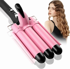 3 Barrel Curling Iron Hair Crimper: Birthday Gifts for Women Aleath Dual Voltage Adjustable Temperature Three Barrels Hair Waver - Ceramic 1 inch Curler Wand