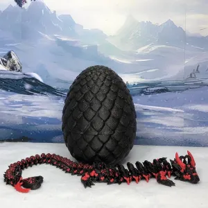3D Printed Dragon, Articulated Black Heart Dragon with Dragon Egg, Home Office Decor Executive Desk Toys, Fidget ADHD Sensory Toy for Autism ADHD - D024