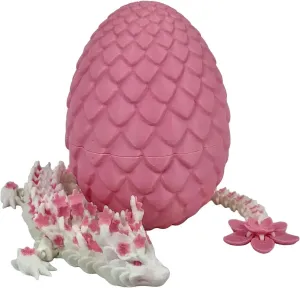 3D Printed Pink and White Cherry Blossom Dragon, Articulated 12" Fidget Toy for ADHD & Autism, Executive Office Desk Decor D016