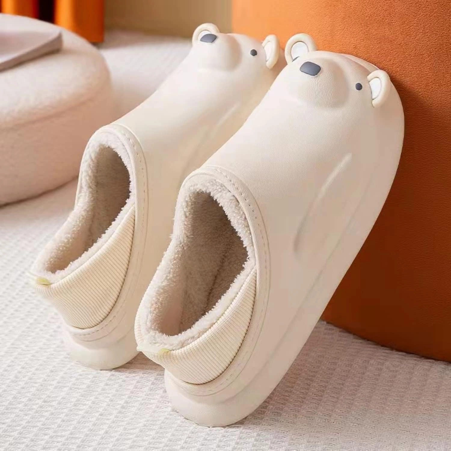 3D Bear’s House Slippers Thick-Soled Memory Cotton Slippers Winter Waterproof Garden Shoes Indoor Outdoor