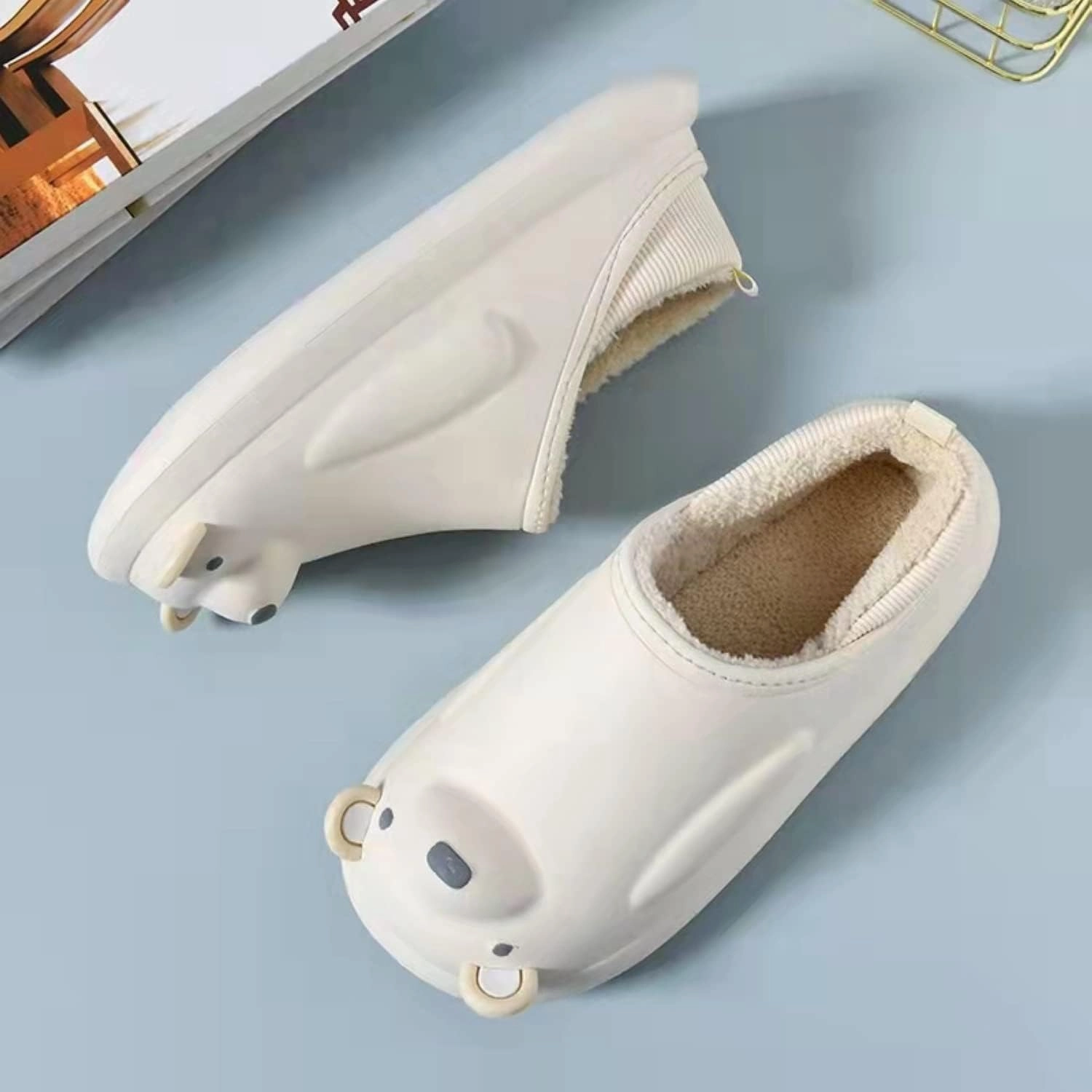 3D Bear’s House Slippers Thick-Soled Memory Cotton Slippers Winter Waterproof Garden Shoes Indoor Outdoor