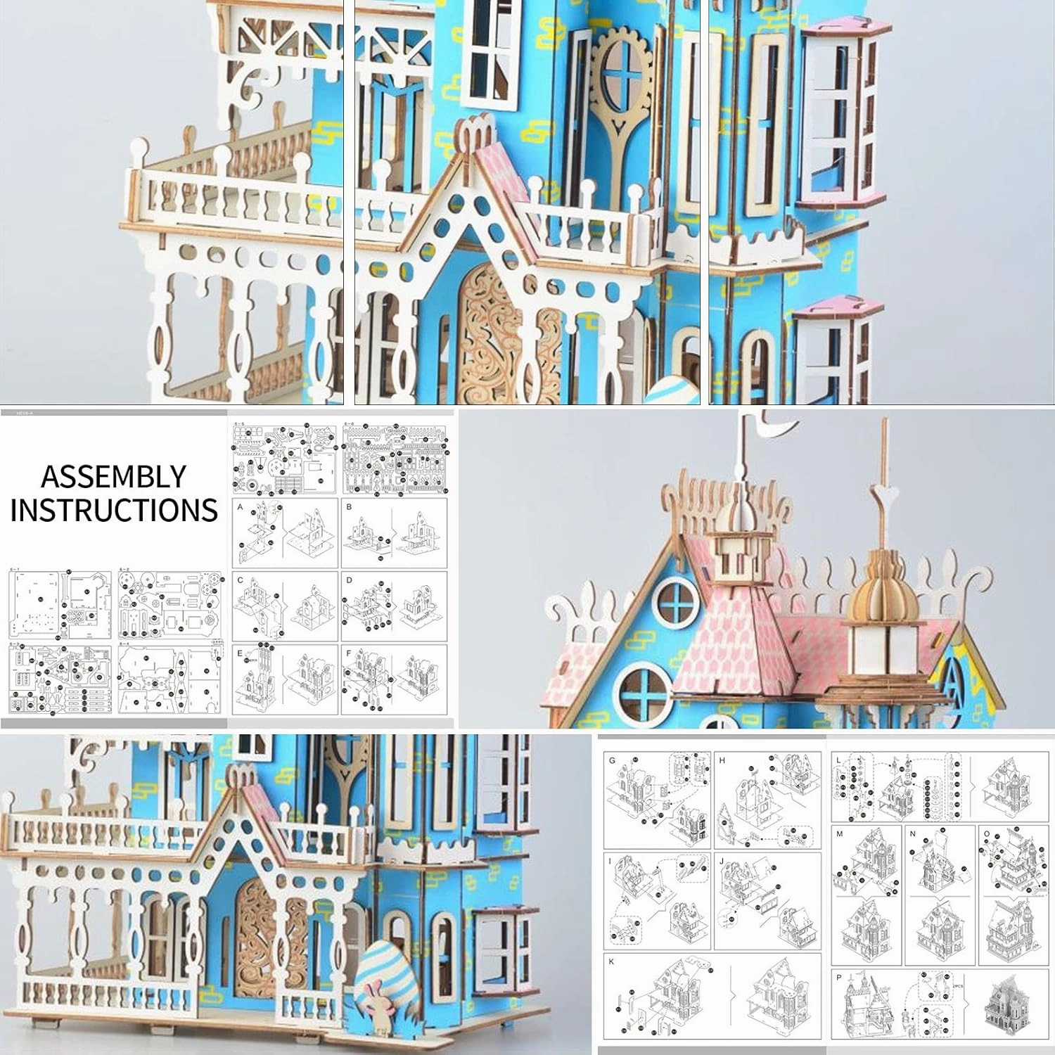 3D Puzzle Dollhouse for Kids, 3D Jigsaw Dollhouse Puzzle for Girls - Educational Paper Craft Toys for Game Xmas Birthday Easter Gifts, Easy to Assemble ，174pcs