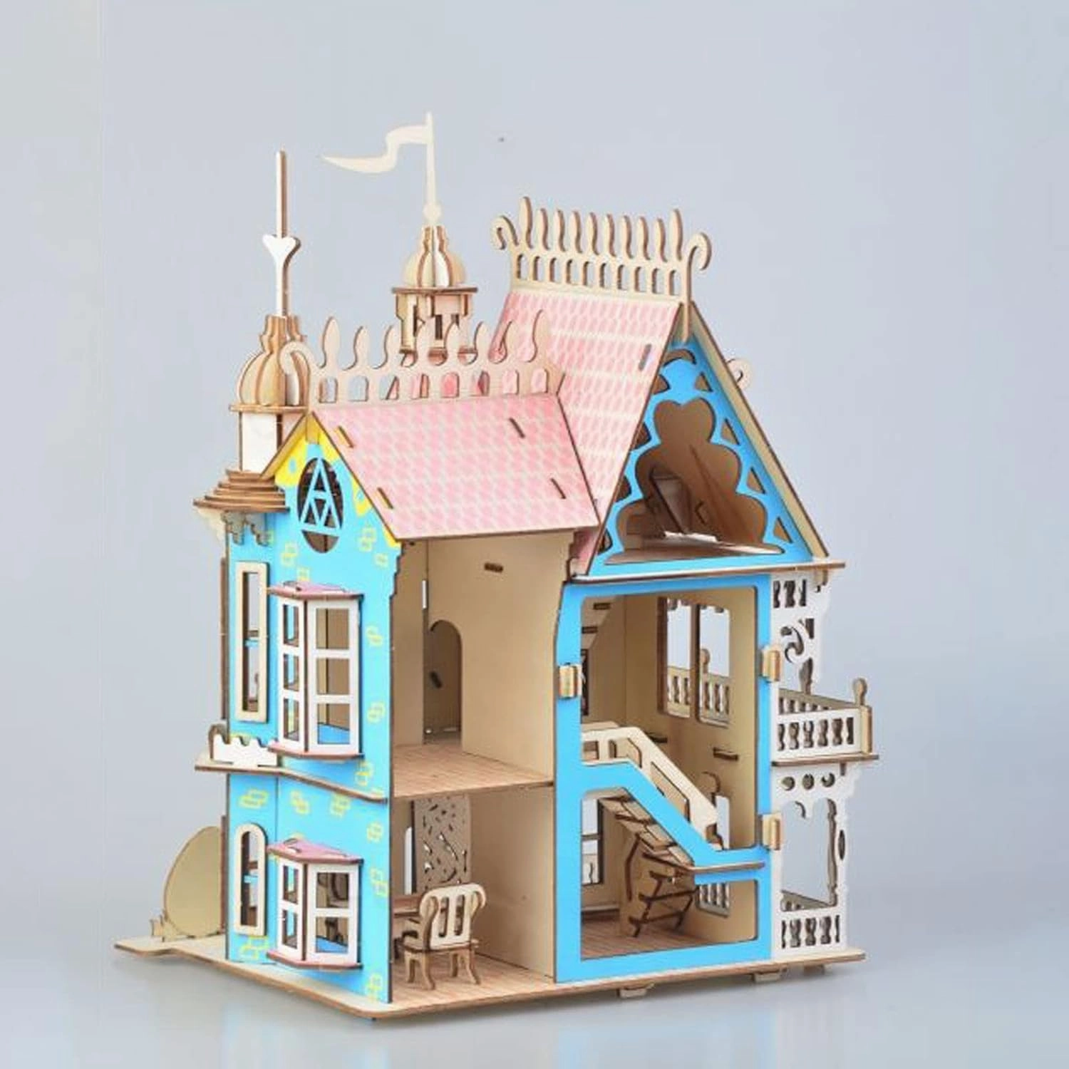 3D Puzzle Dollhouse for Kids, 3D Jigsaw Dollhouse Puzzle for Girls - Educational Paper Craft Toys for Game Xmas Birthday Easter Gifts, Easy to Assemble ，174pcs