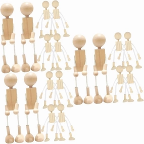 3sets Cartoon Wooden Figures DIY Wooden Dolls Toys Smooth Edges for Boys and Girls 6pcs*3
