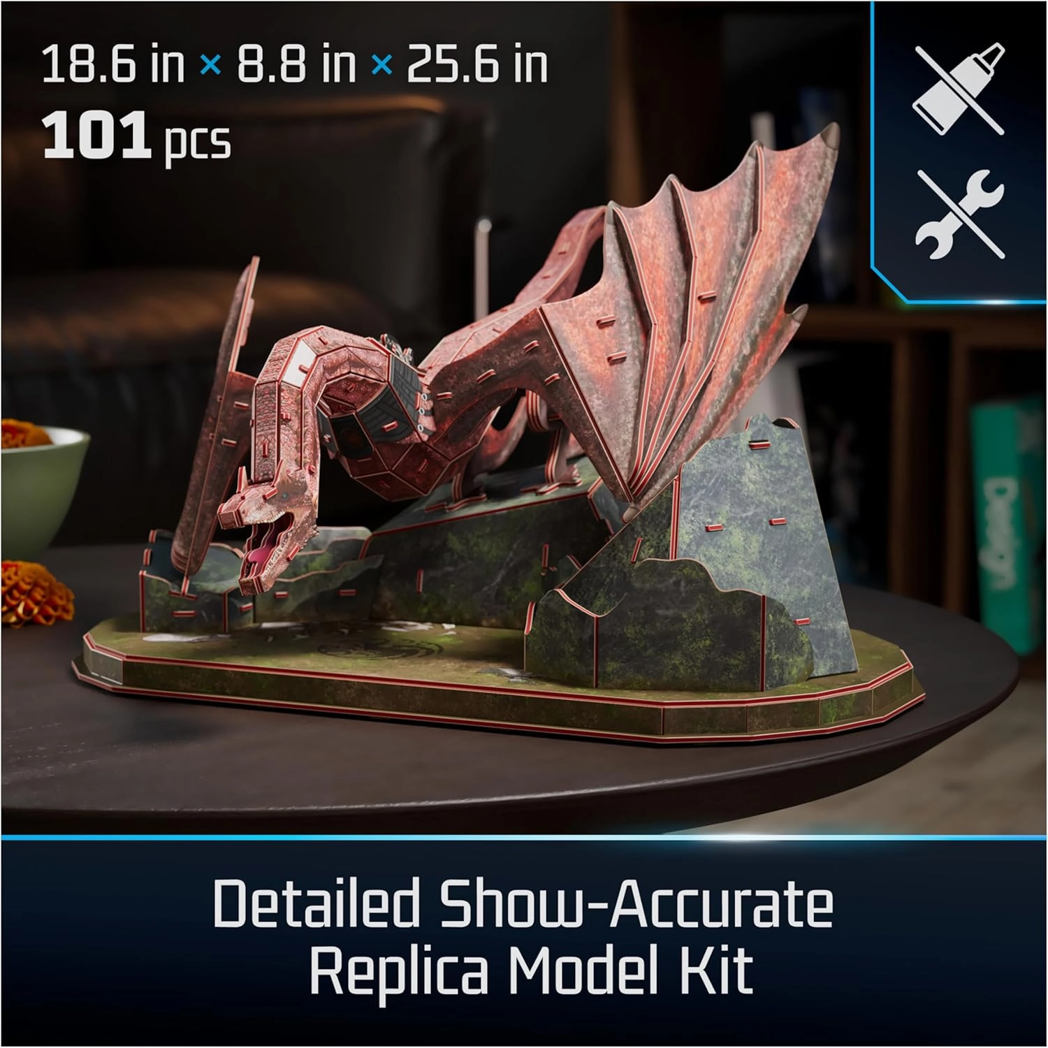 4D Build, House of the Dragon Caraxes Dragon 3D Model Kit, Game of Thrones Collectibles & Desk Décor, Adult Puzzle, Building Toys, 3D Puzzles for Adults & Teens, 101 Pcs, for Ages 12 & Up