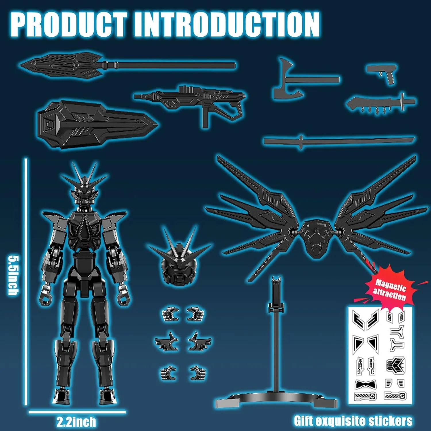 4PCS Assembly Completed T13 Action Figure Set,Multi-Articular Lucky Mobile Robot Nova T-13,Dummy Robot 13 mision 13 figuras Lucky 13 Desktop Decorations for Game Lovers Toy (4PCS-Combination 13)