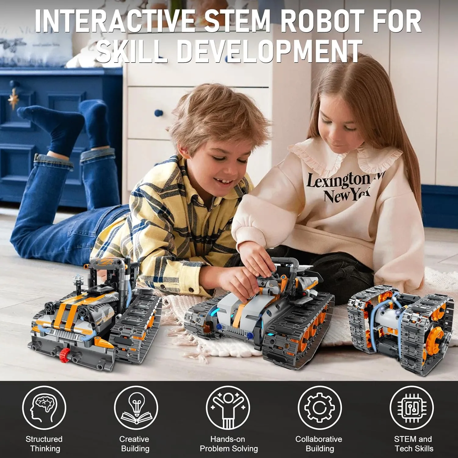 5 in 1 STEM Building Set with LED Light, APP & Remote Controlled Cars Building Toys Kit, RC Robot Tank Sleigh Tracked Racer 554 PCS, Toy Gifts for Kids Boys Girls Ages 6 7 8 9 10 11 12  Year