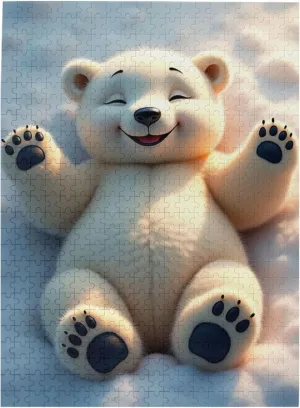 500 Piece Happy Polar Bear Jigsaw Puzzle for Adults Cute Animal Puzzles Relaxing & Challenging Brain Teaser Fun Family Activity Great Gift Idea Vibrant Colors HighQuality Pieces