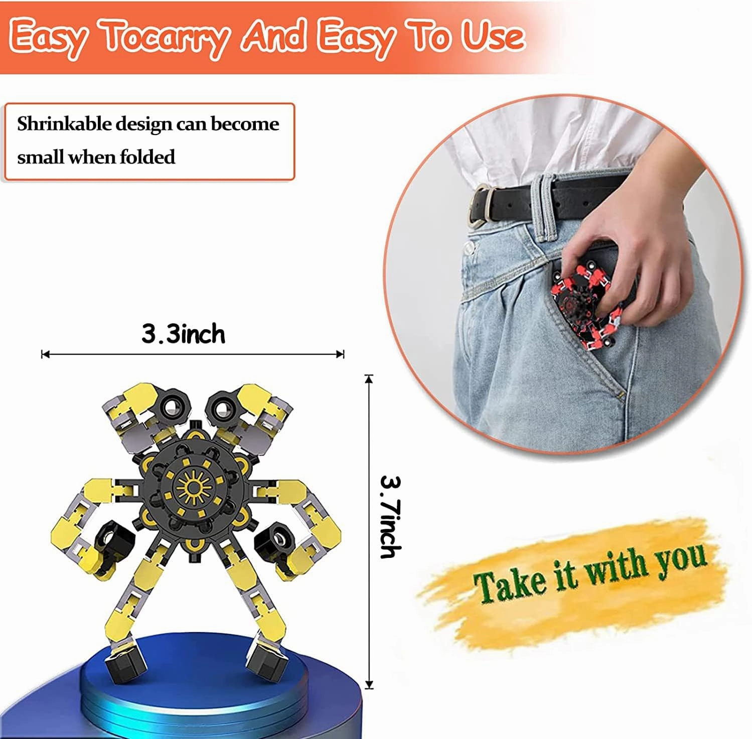 50pcs Random Fidget Spinners,DIY Deformable Robot Fingertip Toys,Decompression Spinner,Deformable Creative Mechanical Gyro Toys,Stress Relief Mechanical Chain Toy for Kids Adults，Party Supplies