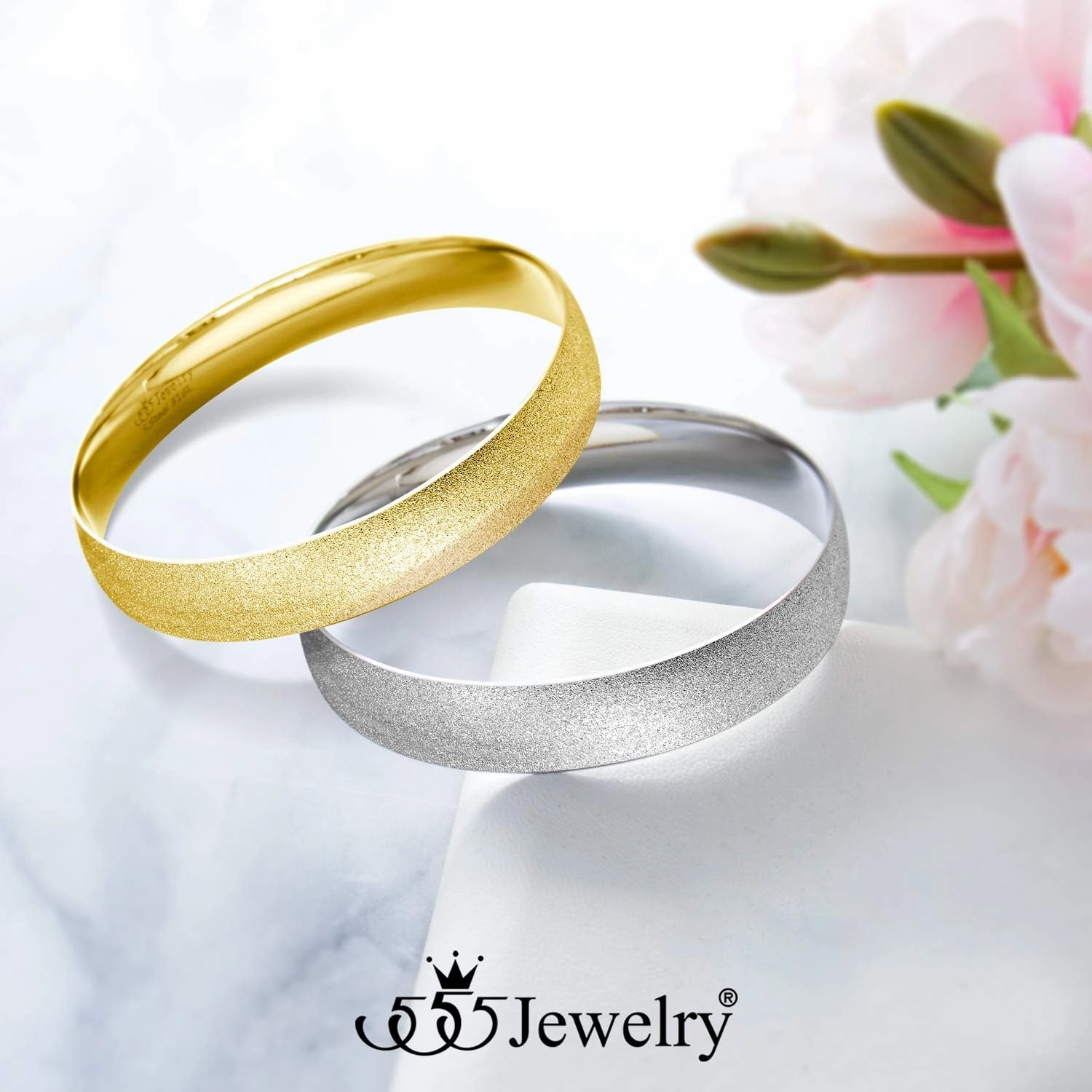 555Jewelry 12mm Wide Stainless Steel Solid Slip On Bangle Bracelet for Women With Small Wrist