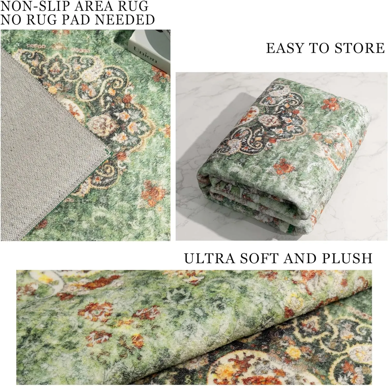 5x7 Area Rugs Washable,Green Rug for Living Room Bedroom Kitchen,Large Boho Vintage Bohemian Distressed Oriental Carpet Non Slip