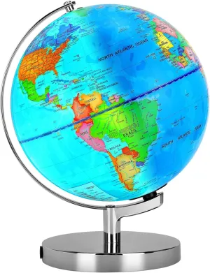 6 in1 Illuminated World Globe for Kids & Adults All Ages High Clear Map, Illuminates Educational Interactive STEM Toy, Light Up Kids Globe Lamp,Gifts For Boys And Girls