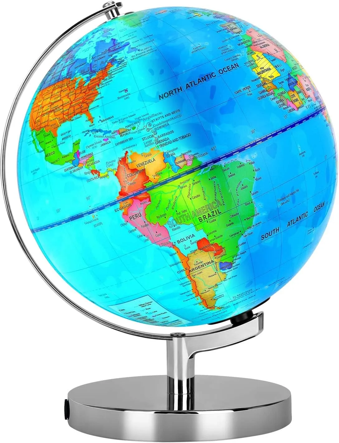 6 in1 Illuminated World Globe for Kids & Adults All Ages High Clear Map, Illuminates Educational Interactive STEM Toy, Light Up Kids Globe Lamp,Gifts For Boys And Girls