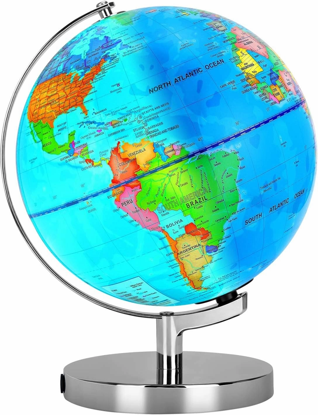6 in1 Illuminated World Globe for Kids & Adults All Ages High Clear Map, Illuminates Educational Interactive STEM Toy, Light Up Kids Globe Lamp,Gifts For Boys And Girls