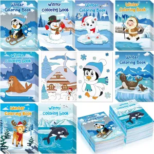 72 Pcs Winter Coloring Books for Kids Bulk Winter Party Favors Animals Coloring Books Including Polar Bears Snowman Arctic Animals for Holiday Activities Supplies