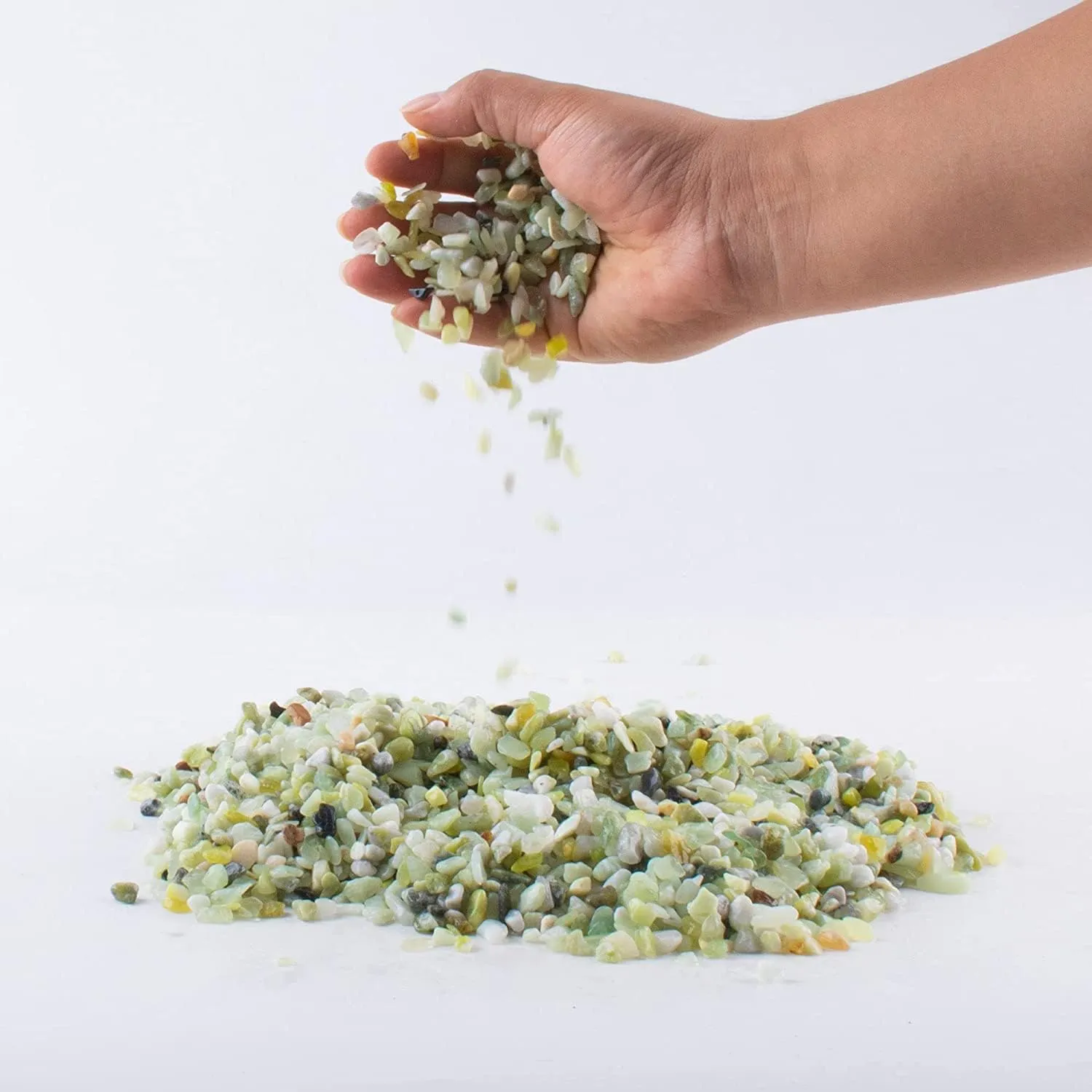 7lb Jade Bean Sand Stone-Succulents and Cactus Bonsai DIY Projects Rocks,Decorative Gravel for Plants and Vases Fillers,Terrarium,Fairy Gardening,Natural Stone Top Dressing for Potted Plants (1/4Inch)