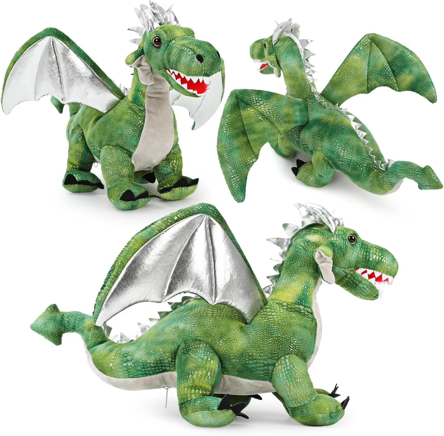 7Pcs Green Dragon Plush Toy Set,Dinosaur Stuffed Animal for Boys,Girls,Dragon Stuffed Animal with 4 Baby Dragons & 2 Dragon Egg,Dinosaur Toy for Kids on Birthday, Christmas,Dinosaur Eggs