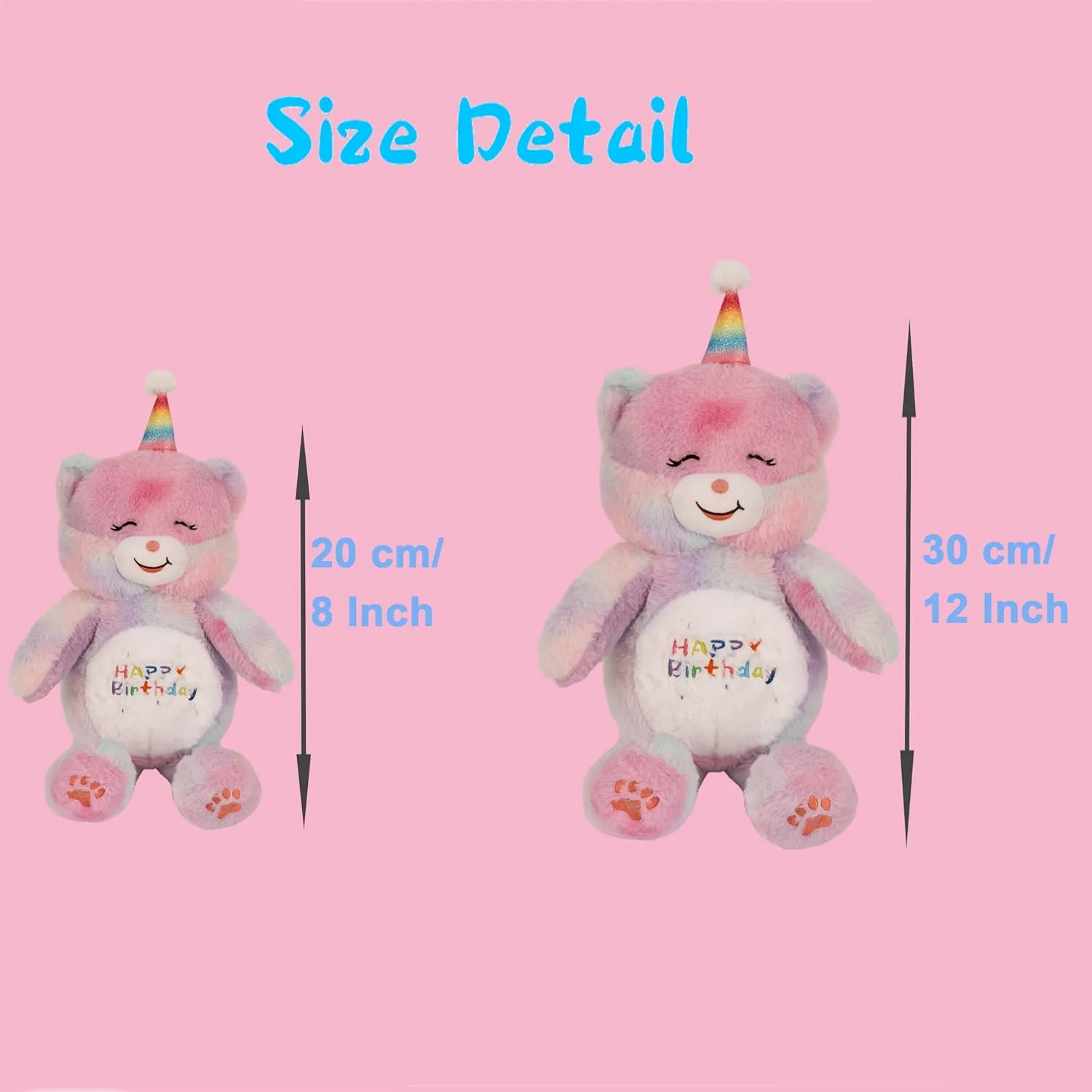8 Inch Rainbow Bear Stuffed Animals Happy Birthday Bear Soft Rainbow Teddy Bear Plush Toys Stuffed Bear Plushies Animal Colorful Teddy Bear Plush Doll Animal Toy for Kids & Lovers…
