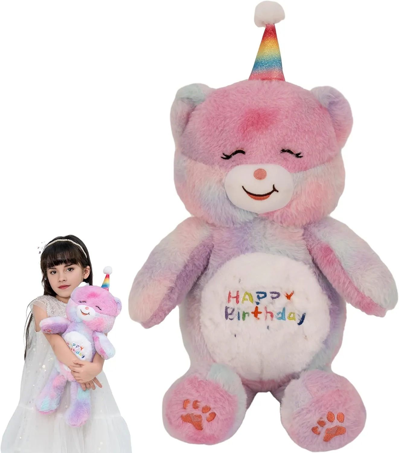 8 Inch Rainbow Bear Stuffed Animals Happy Birthday Bear Soft Rainbow Teddy Bear Plush Toys Stuffed Bear Plushies Animal Colorful Teddy Bear Plush Doll Animal Toy for Kids & Lovers…