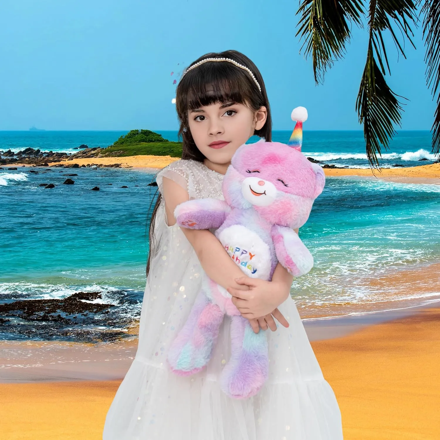8 Inch Rainbow Bear Stuffed Animals Happy Birthday Bear Soft Rainbow Teddy Bear Plush Toys Stuffed Bear Plushies Animal Colorful Teddy Bear Plush Doll Animal Toy for Kids & Lovers…