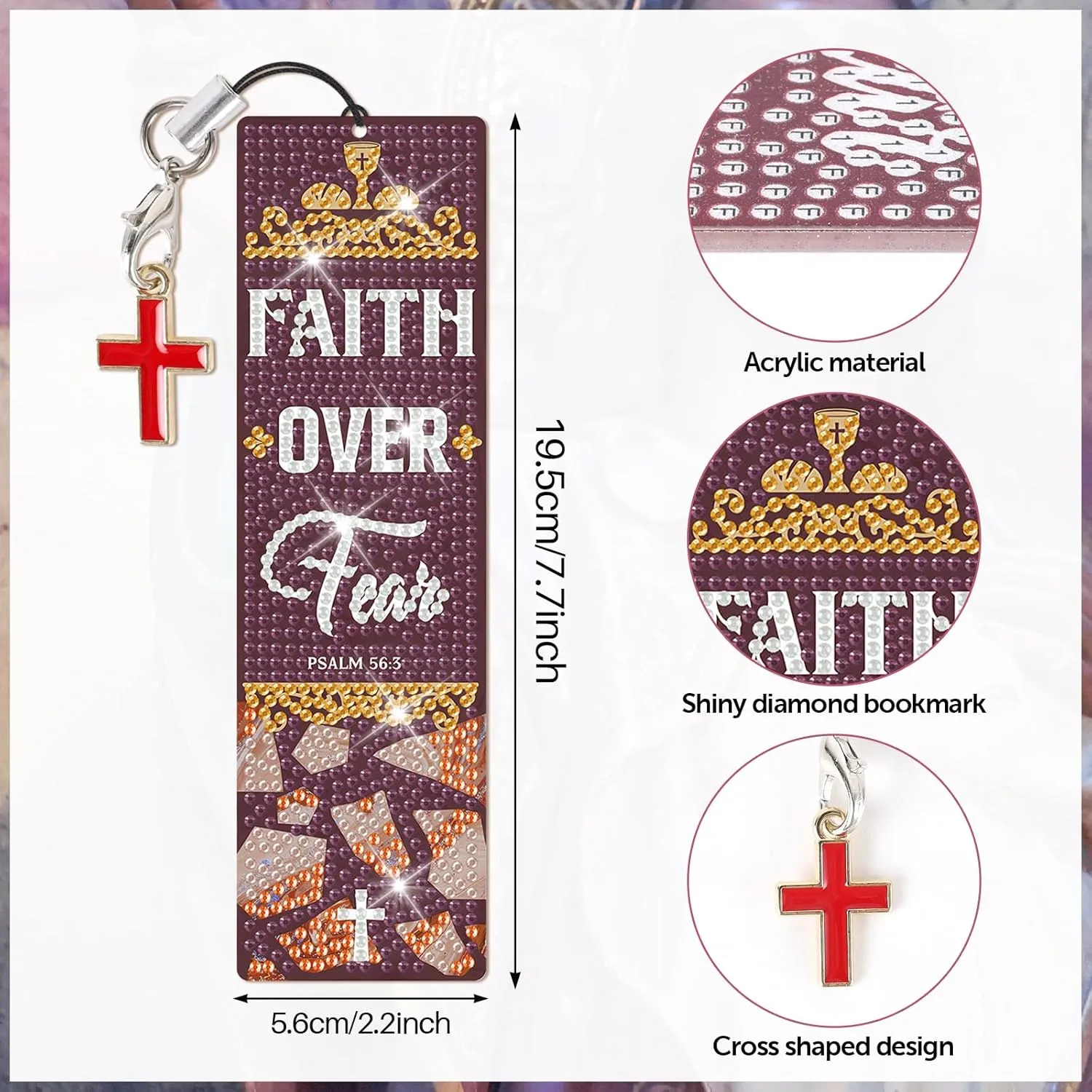 8 Pieces Christian Bible Verse Diamond Art Bookmarks 5d Christian Beaded Bookmark Acrylic Tassel Bookmark for DIY Making Beginners Kids Adults Arts Craft Supplies (Bible)