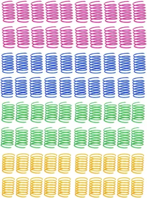 80 Pack Cat Spring Toys, Durable Plastic Coils for Indoor Active - Colorful 1 Inch Spirals Spring Fitness Play for Cat Kitten Pets (multicolor-80Pack)