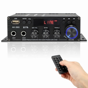 800W Amplifier Home Audio, Bluetooth 5.0 Small Amplifier, RMS 40Wx2, 2 Channel Amplifier with USB SD BT.C FM AUX Amp for Home Theater Karaoke, Garage, Backyard, Theater, Outdoor, Poolside