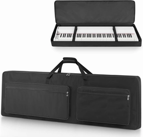 88-Key Keyboard Case – Full Padded Piano Gig Bag with Adjustable Shoulder Straps, 4 Storage Pockets for Accessories, 53.9" x 7.1" x 14.6" (Black)
