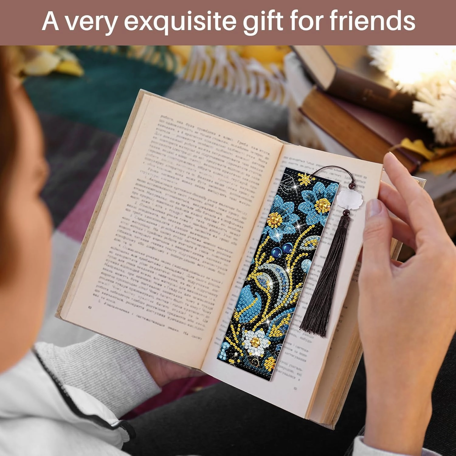 8 Pieces Christian Bible Verse Diamond Art Bookmarks 5d Christian Beaded Bookmark Acrylic Tassel Bookmark for DIY Making Beginners Kids Adults Arts Craft Supplies (Flower)